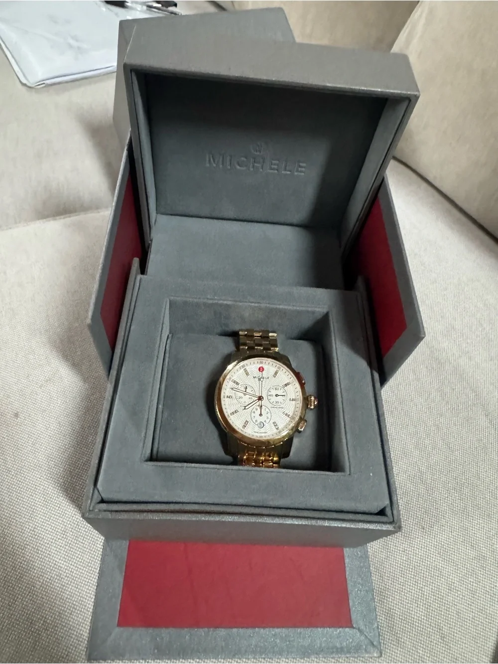 Michele Gold and white Women's Chronograph Watch. No bundles please